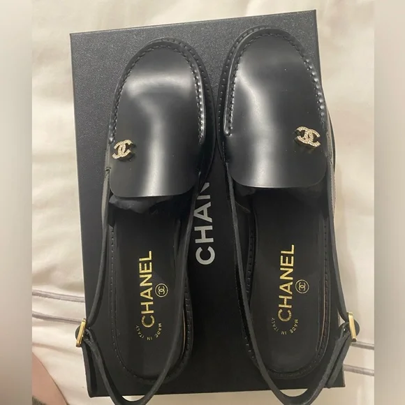 100 percent authentic brand new Chanel Black Leather Loafers - Picture 2 of 5